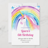 Invitation Anniversaire de la licorne aquarelle (Devant)