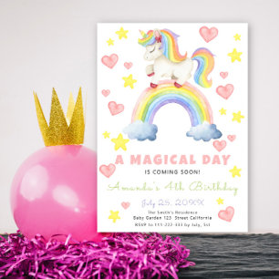 Invitation Anniversaire de la licorne arc-en-ciel magique
