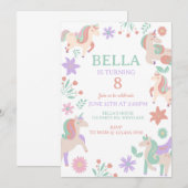 Invitation Anniversaire de la licorne, Célébration magique, (Devant / Derrière)