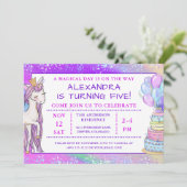 Invitation Anniversaire de la licorne de la fille (Debout devant)