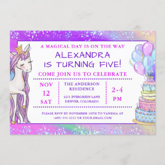 Invitation Anniversaire de la licorne de la fille