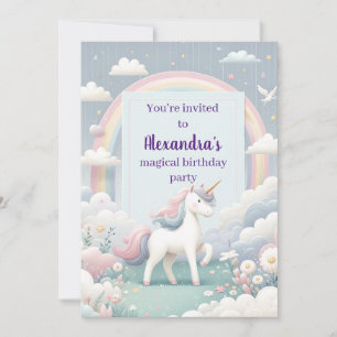 Invitation Anniversaire de la licorne et de l'arc-en-ciel