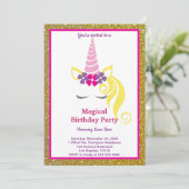 Invitation Anniversaire de la licorne magique (Debout devant)