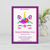 Invitation Anniversaire de la licorne magique (Debout devant)