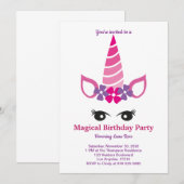 Invitation Anniversaire de la licorne magique (Devant / Derrière)