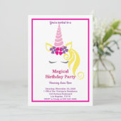 Invitation Anniversaire de la licorne magique (Debout devant)