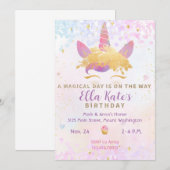 Invitation Anniversaire de la licorne magique Past (Devant / Derrière)