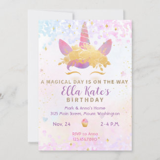 Invitation Anniversaire de la licorne magique Past