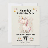 Invitation Anniversaire de la licorne magique pour les filles (Devant)