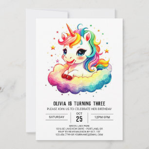 Invitation Anniversaire de la licorne mythique Sparkle