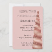 Invitation Anniversaire de la licorne or rose pâle (Devant)