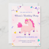 Invitation anniversaire de la licorne rose (Devant)