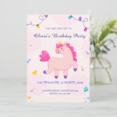 Invitation anniversaire de la licorne rose (Debout devant)