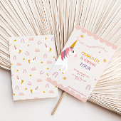 Invitation Anniversaire de la licorne rose et violet arc-en-c