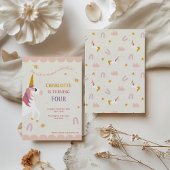 Invitation Anniversaire de la licorne rose et violet arc-en-c