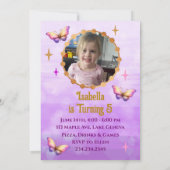 Invitation Anniversaire de la licorne rose, pourpre et or (Dos)