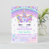 Invitation Anniversaire de la licorne violette magique (Debout devant)