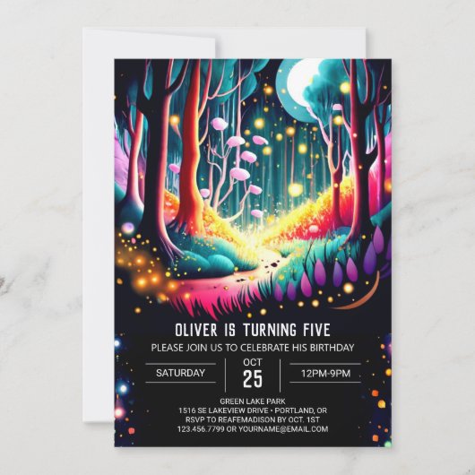 Invitation Anniversaire de la luciole aquarelle (Devant)