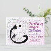 Invitation Anniversaire de la lune de chats magiques (Debout devant)