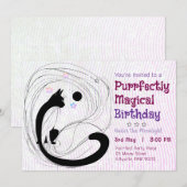 Invitation Anniversaire de la lune de chats magiques (Devant / Derrière)