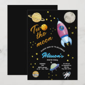 Invitation Anniversaire de la Lune| Rocket et planètes (Devant / Derrière)