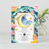 Invitation Anniversaire de la Lune Whimsical Personnalisée (Debout devant)