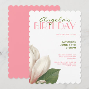 Invitation Anniversaire de la Magnolia du Sud Blanc vert ros