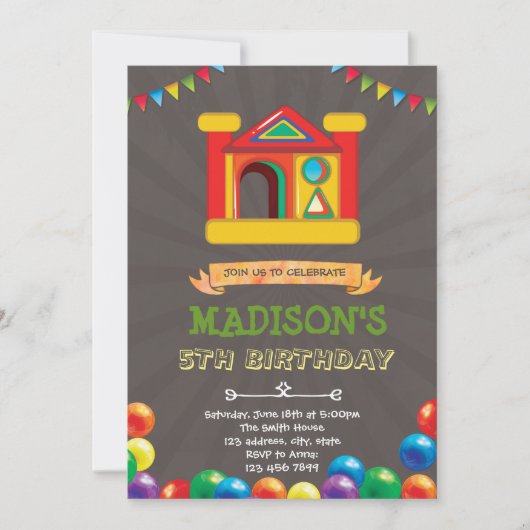 Invitation Anniversaire de la maison de ballons (Devant)