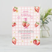 Invitation Anniversaire de la marguerite rose et rouge aux fr (Debout devant)