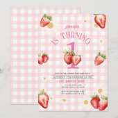 Invitation Anniversaire de la marguerite rose et rouge aux fr (Devant / Derrière)