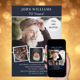 Invitation Anniversaire de la marine bleu photo collage