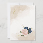 Invitation anniversaire de la marine des fleurs rousses vert (Dos)