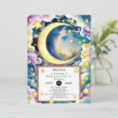 Invitation Anniversaire de la mignonne lune magique (Debout devant)