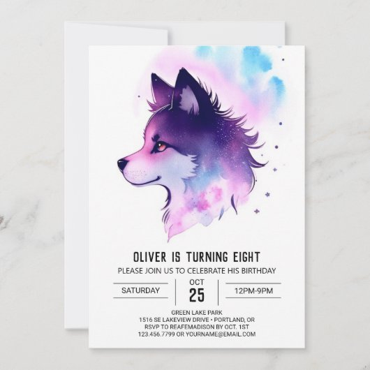 Invitation Anniversaire de la mignonne Wolf Pup (Devant)