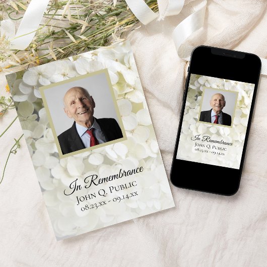 Invitation Anniversaire de la mort florale de l'Hydrangée bla