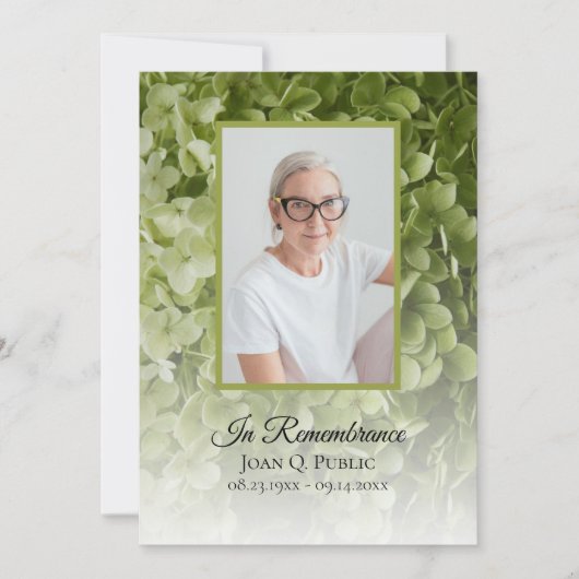 Invitation Anniversaire de la mort florale de l'Hydrangée ver (Devant)