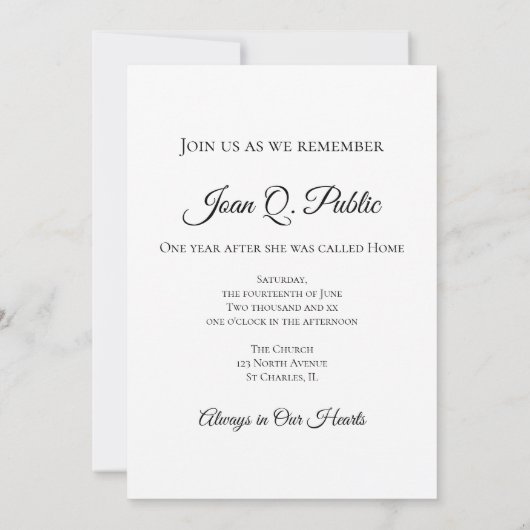 Invitation Anniversaire de la mort florale de l'Hydrangée ver (Dos)