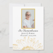 Invitation Anniversaire de la mort graphique du tournesol jau (Devant)