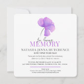 Invitation Anniversaire de la mort violet photo de la fleur d (Devant)