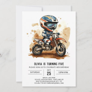 Invitation Anniversaire de la moto à aquarelle enchantée