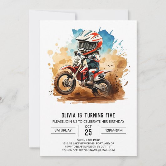 Invitation Anniversaire de la moto Boho simple (Devant)