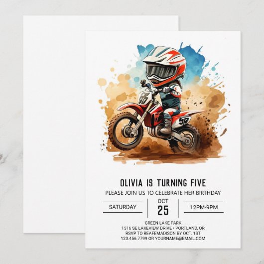 Invitation Anniversaire de la moto Boho simple (Devant / Derrière)