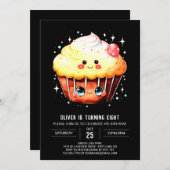 Invitation Anniversaire de la Muffine de Cupcake numérique en (Devant / Derrière)