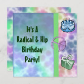 Invitation Anniversaire de la paix de Tie Dye (Devant / Derrière)