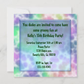 Invitation Anniversaire de la paix de Tie Dye (Dos)
