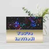 Invitation Anniversaire de la partie | de thème d'espace (Debout devant)