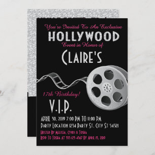 Invitation Anniversaire de la Parties scintillant d'Hollywood