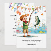 Invitation Anniversaire de la pêche pour Little Anglers Party (Devant / Derrière)