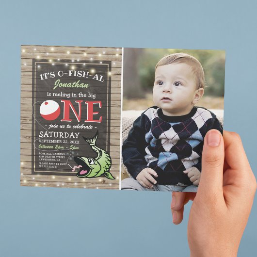 Invitation Anniversaire de la pêche | Rustic The Big One Phot