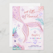 Invitation anniversaire de la petite sirène (Devant / Derrière)